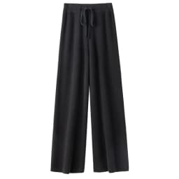 High Waist Wool Knitted Wide Leg Pants Women's Outerwear Autumn Winter Thickened Floor-Length Straight Cut Casual Trousers
