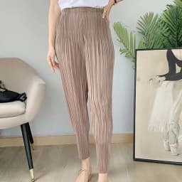 Miyake Fashion Classic Versatile Carrot Pants Loose High Elasticity Folded Small Legged Haren Pants for Women