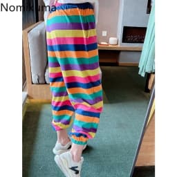 Streetwear Women Pants Fashion Striped Y2k Harem Pants High Waist Casual Pantalon Femme 2025 New Bottoms Korean Trousers 27v158