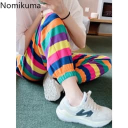 Streetwear Women Pants Fashion Striped Y2k Harem Pants High Waist Casual Pantalon Femme 2025 New Bottoms Korean Trousers 27v158