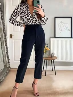 HH Pencil Pants For Womens Autumn Fashion Vintage Solid High Waist Zipper Slim Pant Female Casual Streetwear Chic Trousers