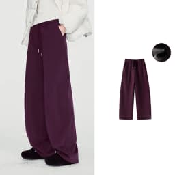TOYOUTH Women Sweatpants 2026 Winter New Fleece‑Lined Warm Seam‑Detail Casual Long Bottoms