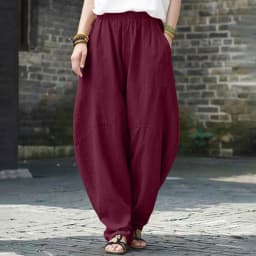 Oversize Linen Pants Women Bloomers Korean Fashion Solid Loose Wide Leg Pants Retro Hippie Yoga Straight Pants For Women 2025