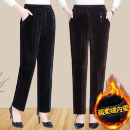 7XL 8XL Middle Aged Women Corduroy Pants Autumn Winter Elastic High Waist Large Size Straight Pants Loose Thick Mother Trousers