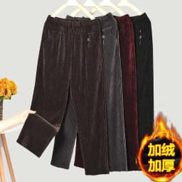 7XL 8XL Middle Aged Women Corduroy Pants Autumn Winter Elastic High Waist Large Size Straight Pants Loose Thick Mother Trousers