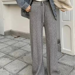Autumn Winter Warm Knitted Pants Women Korean Elastic High Waist Thicken Trousers Woman Casual Wide Leg Straight Sweater Pants
