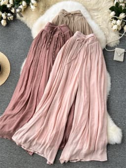 SINGREINY Mesh Loose Long Pants Women Mesh Elastic Waist Fashion 2024 High Quality Pocket Ladies Summer Wide Leg Pants