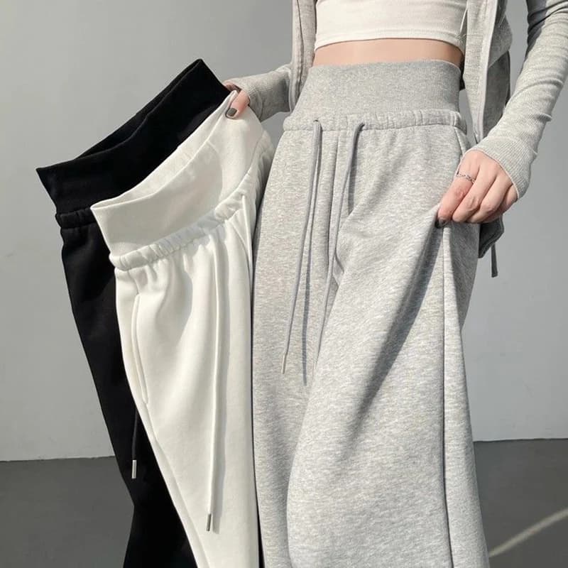 Hot Sale Women Classic High Waist Trousers Girls Loose Fit Wide Leg Casual Pants Female Chic Korean Home Daily Sweatpants