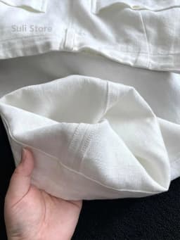 High Waist Elastic Waist Cotton Linen Casual Pants Women's Style Small Size White Drawstring Loose Fit Trousers