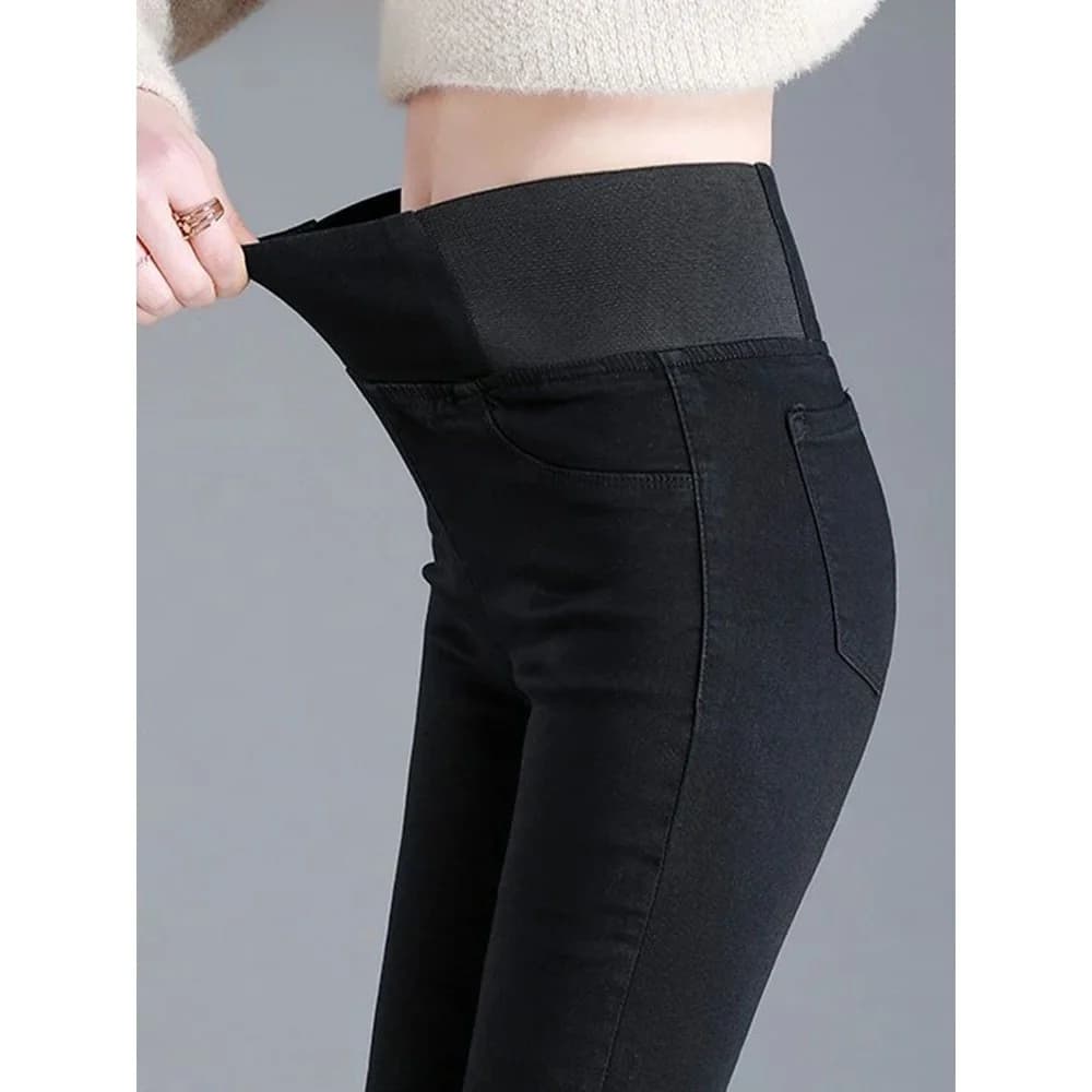 High Waist Black Skinny Pencil Jeans for Women Oversize 2638 Casual Pants Spring 2025 Season Other Material 100%