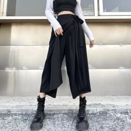 Harajuku Fake Two-piece Baggy Pants Women Spring Summer New High Waist Irregular Black Wide Leg Pants Streetwear
