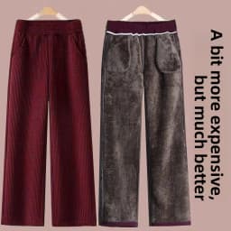 Fleece Lined Thick Corduroy High Waist Wide Leg Pants Women's Autumn Winter New Style Drapey Mom Straight Leg Trousers Trendy
