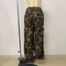 Cargo Pants Women Pant Straight Trousers Elastic Waist Pearls Y2k Streetwear Work Casual Loose Pocket Drawstring Camouflage 2026