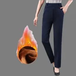 Brand Casual Pants Woman Winter Fleece Fashion High Waist Elegant Slim Black Straight Pants Thicken Large Size Trousers