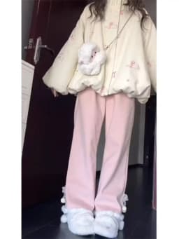Japanese Kawaii Pants Full Length Women Cartoon Pattern Casual Sweet Harajuku Y2K Aesthetic Subculture Spring Cute Pants 2026