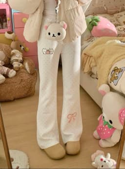 Japanese Kawaii Pants Full Length Women Cartoon Pattern Casual Sweet Harajuku Y2K Aesthetic Subculture Spring Cute Pants 2026
