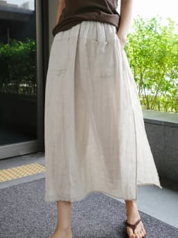 Retro Bohemian Nine-Foot Skirt Pants Women's Thin Fake Two-Piece Cotton Linen Loose Slimming Slit Wide Leg Straight Tube Pants