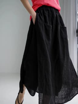 Retro Bohemian Nine-Foot Skirt Pants Women's Thin Fake Two-Piece Cotton Linen Loose Slimming Slit Wide Leg Straight Tube Pants