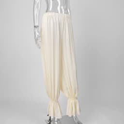 Women White Y2K Baggy Balloon Pants Bubble Pleated Oversized Bloomers Wide Leg Pants Vintage Streetwear Daily Fashion Versatile