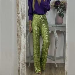 BKLD Party Glitter Pants Casual Slim Fit Elastic Solid Sequins Stylish Women Middle Waisted Wrapped Hip Trousers New OL Clothing