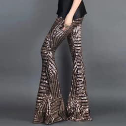 Sequin High Waist Flare Pants women Streetwear Wild Basic Slim fit Casual Summer New Women's Pants