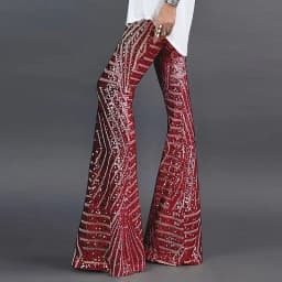 Sequin High Waist Flare Pants women Streetwear Wild Basic Slim fit Casual Summer New Women's Pants