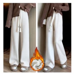 Winter Girls Snow Warm High Waisted Thermal Pants Women Fashion Straight Leg Plush Trousers Lady Thin Fleece Daily Pants