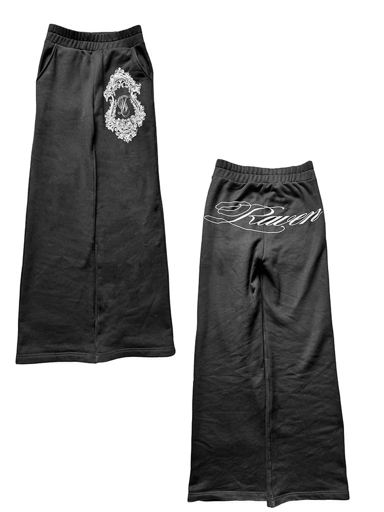 Y2k European and American street hip-hop kpop street dance casual sweatpants elastic pants dark printed street trend pants emo