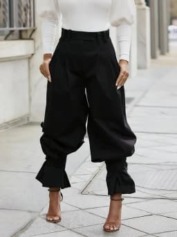 CM.YAYA Women Ruched Straight Wide Leg Pants Fashion 2026 Summer Street INS Casual Party OL Work Jogger Safari Trousers
