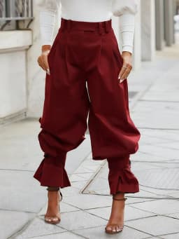 CM.YAYA Women Ruched Straight Wide Leg Pants Fashion 2026 Summer Street INS Casual Party OL Work Jogger Safari Trousers