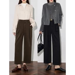 TOYOUTH Women Casual Pants 2024 Autumn and Winter New Ankle Length Stright Wide Leg Woolen Suit Pants