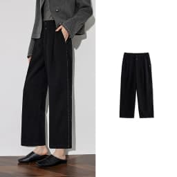TOYOUTH Women Casual Pants 2024 Autumn and Winter New Ankle Length Stright Wide Leg Woolen Suit Pants