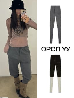 Knee-High Color Block Design OpenYY Autumn Winter Sheep Leg Pants High Waist Loose Fit Ladies Casual Trousers Korean Style