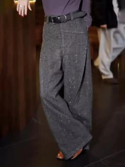High-end Gray Woolen Suit Pants Women's 2024 Winter New European Design Fine Flash High Waist Versatile Trousers