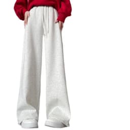 Retro Fashion Loose Straight Leg Casual Pants Harajuku Street Wear Women Baggy Pants High-Waisted Drawstring Solid Sports Pants