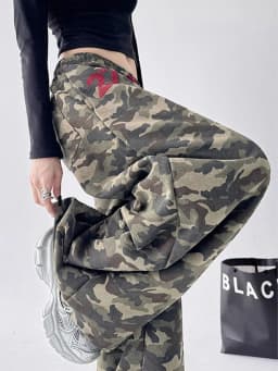 Streetwear Y2K Camouflage Pants Women Letter American Harajuku High Waist Wide Leg Trousers Spring Hip Hop Bf Vintage Loose Pant