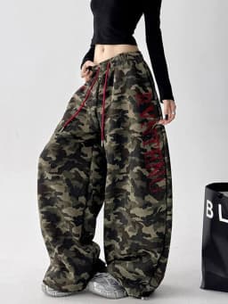 Streetwear Y2K Camouflage Pants Women Letter American Harajuku High Waist Wide Leg Trousers Spring Hip Hop Bf Vintage Loose Pant
