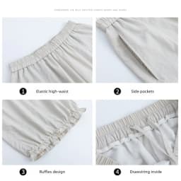Korean Fashion Ruffles Lantern Pants Woman Summer Loose Ankle Length Wide-leg Trousers Women Solid Elastic Waist Casual Pants