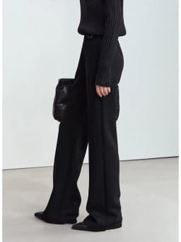 AMII Minimalist 2024 Winter Women's Garland Letter Embroidered Polished High-waisted Micro-flared Pants Casual Trousers 12424076