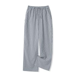 Women Loose Plaid Pants Casual Loose Elastic Straight Wide Leg Trousers with Pockets for Work Office Streetwear