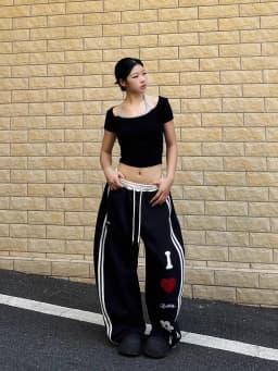 American Style Retro Letter Heart Embroidery Casual Pants Women's Autumn Straight Loose Wide Leg Pants Knife Sports Swea...