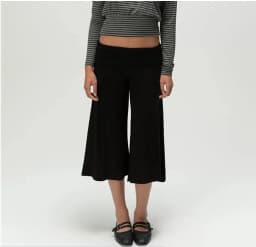 Women Fold Over Waist Gaucho Pants Low Rise Cropped Wide Leg Capri Pants Summer Foldover Culottes Yoga Pants Pajama Bottoms