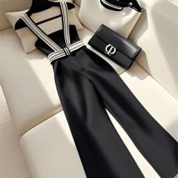 Limiguyue Small Fragrance Black Pants Women Luxury Design High Waist Strap Pant Spring Fashion Female Long Trouser High End 896P