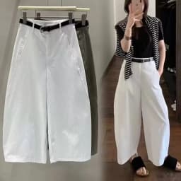 2026 Spring/summer Korean Fashion 9-inch Wide Leg Pants For Women High Waist Simple Balloon Pants Versatile Casual Pants
