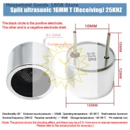 5/10Pcs 25KHZ 16MM Transmit Receive Ultrasonic Open Sensor TCT25-16T/R Split Type Probe Ultrasonic Drive Dog Device Parts
