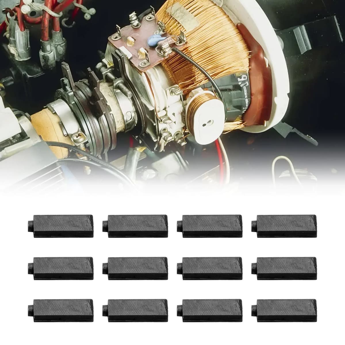 12pcs 4x5.5x17mm Carbon Brushes Fit For: Anchor Engine Electric Hair Dryer And Others, General Carbon Brushes Power Tools