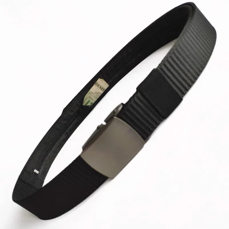 High Quality Canvas Men Belt New Alloy Buckle Nylon Hidden Money Belt Women's Outdoor Zipper Wallet Safety