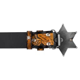 Sheriff Buckle Tangcao Pattern Leather Belt Fashion Embossed
