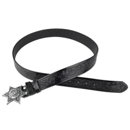 Sheriff Buckle Tangcao Pattern Leather Belt Fashion Embossed