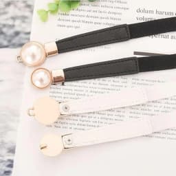 Creative Pearl Buckle Belt PU Leather Dress Skirt Waist Elastic Thin Women Belts Ladies Waistband
